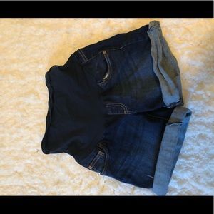 Indigo blue jean maternity shorts